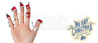 Composite image of christmas caroler fingers