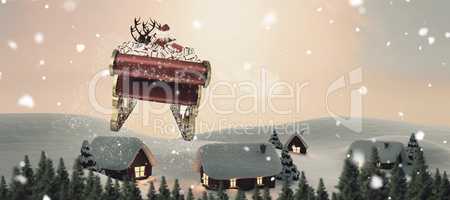 Composite image of santa flying his sleigh