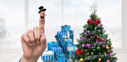Composite image of snowman finger