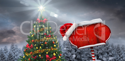 Composite image of santa sign