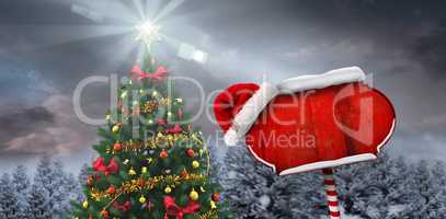 Composite image of santa sign