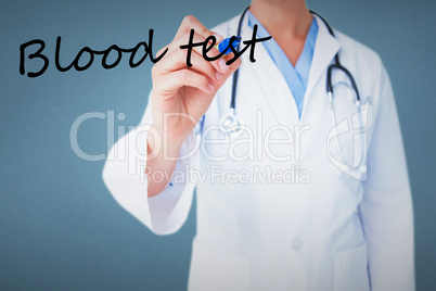 Blood test against blue background