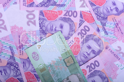 european money, ukrainian hryvnia close up