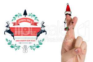 Composite image of christmas fingers