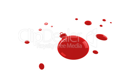 A red bauble paint splash