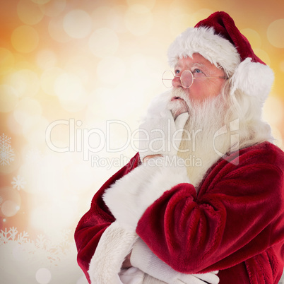 Composite image of santa is thinking about something