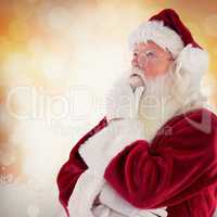 Composite image of santa is thinking about something