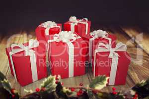 A selection of Christmas gifts with ribbons