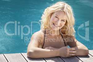 blonde in the pool