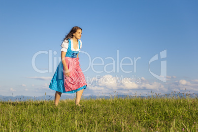 woman in bavarian traditional dirndl