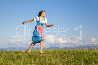 woman in bavarian traditional dirndl