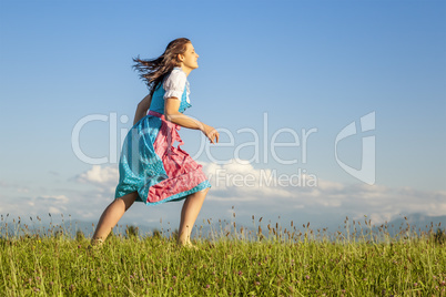 woman in bavarian traditional dirndl