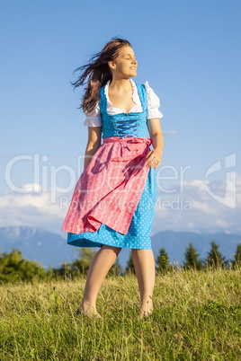 woman in bavarian traditional dirndl