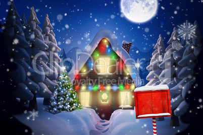 Composite image of santa sign