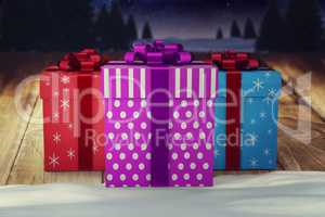 A selection of Christmas gifts with ribbons