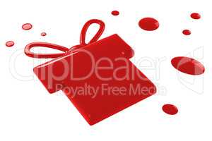 A large red Gift paint splash