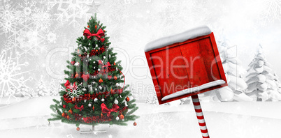 Composite image of santa sign