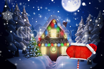 Composite image of santa sign