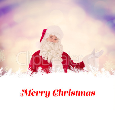 Composite image of father christmas with his hands out