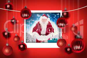 Composite image of composite image of santa open his red bag