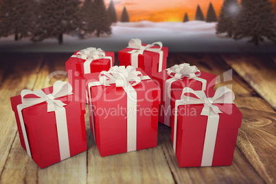 Composite image of christmas gifts