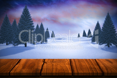 Composite image of wooden table