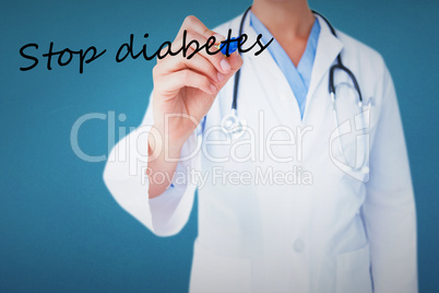 Stop diabetes against blue background