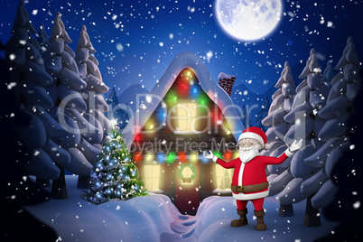 Composite image of cute cartoon santa claus