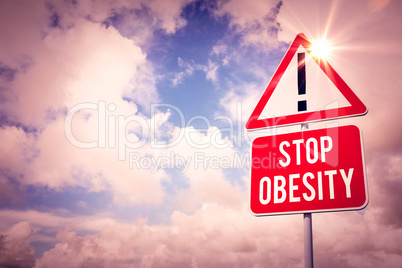 Composite image of stop obesity