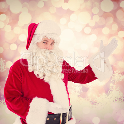 Composite image of portrait of santa claus showing