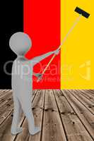 Human figure sweeps the wall in German National Colors