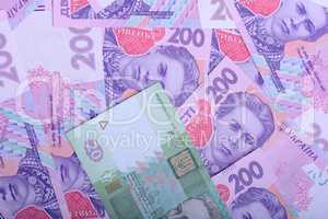 european money, ukrainian hryvnia close up