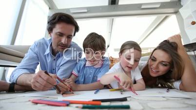 Parents drawing with children