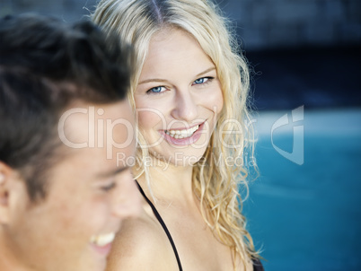 blonde in the pool