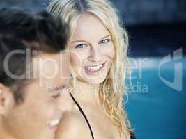 blonde in the pool