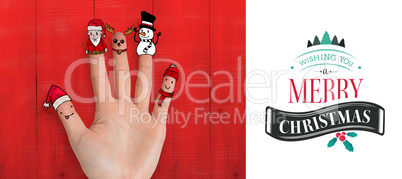 Composite image of christmas caroler fingers