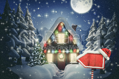 Composite image of santa sign