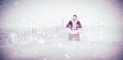 Composite image of santa open his red bag