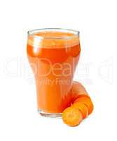 Juice carrot in tall glassful
