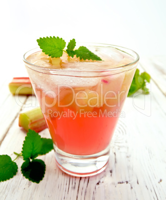 Lemonade with rhubarb and mint on light board