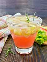Lemonade with rhubarb and rosemary on board
