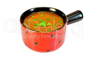 Soup tomato in red bowl