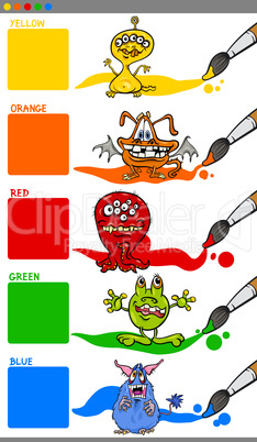 main colors with cartoon monsters