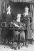 retro photo three womens, 1929, Ukraine
