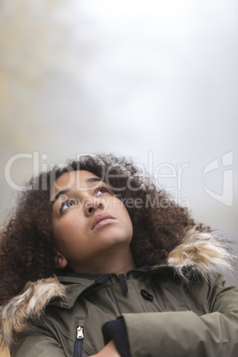 Mixed Race African American Girl Young Woman Looking Up