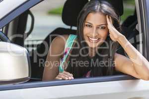 Indian Asian Girl Young Woman Driving Car