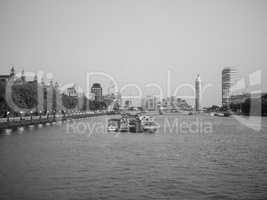 Black and white River Thames in London