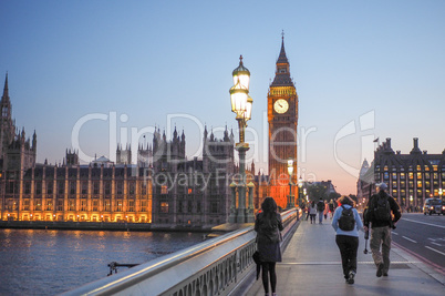 Westminster Bridge and Houses of Parliament in London