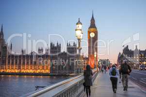 Westminster Bridge and Houses of Parliament in London