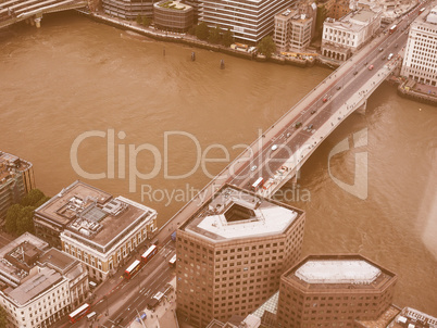 Retro looking Aerial view of London